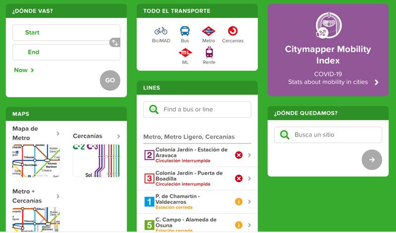 vista de citymapper de como usar la aplicacion